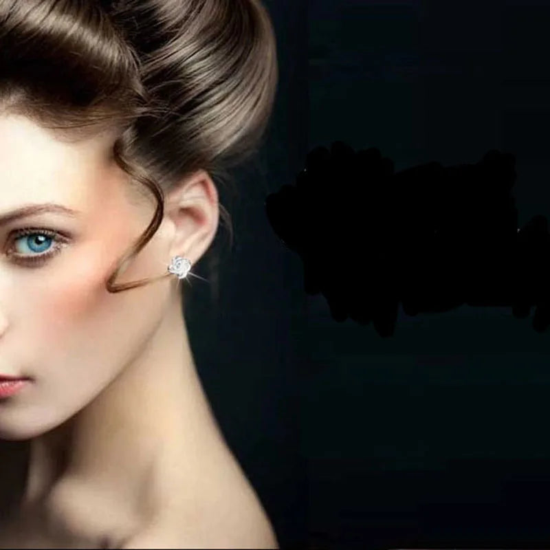 925 Silver Crystal Knot Flower Stud Earrings - Wedding Bijoux