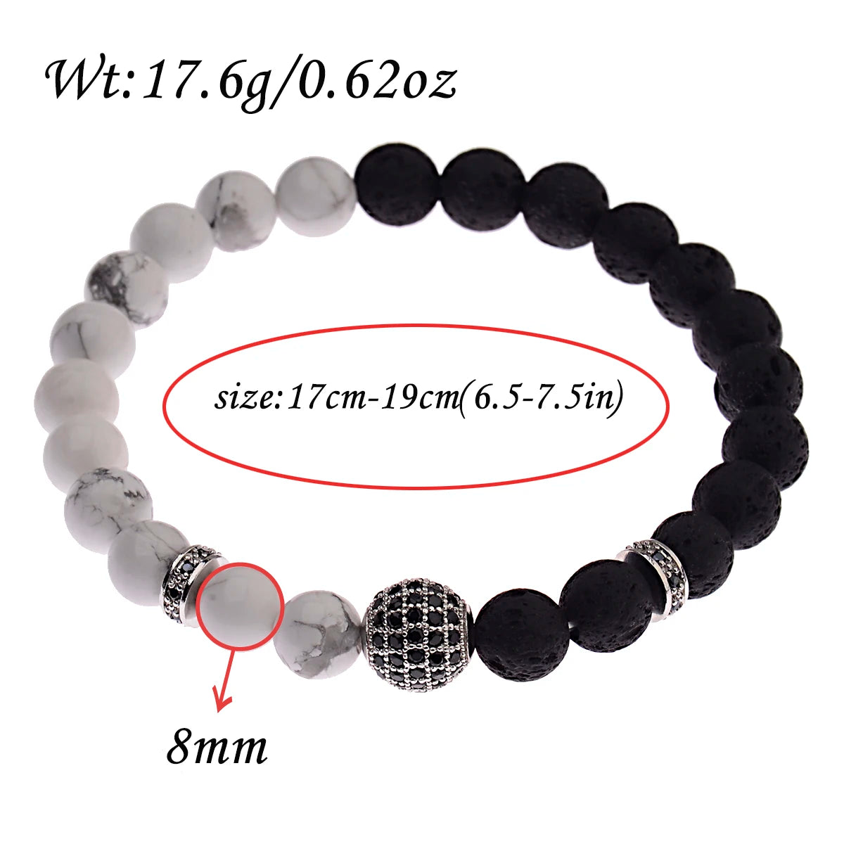 Luxury Natural Stone Yoga Bracelet - Micro Pave CZ Ball Matte