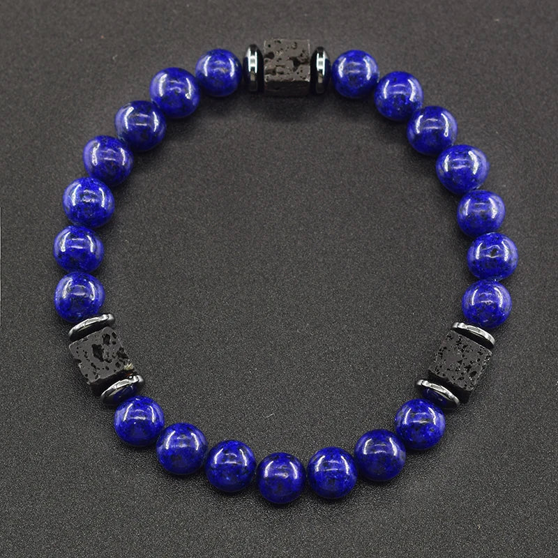 Retro Black Volcanic Bracelet - Frosted Onyx Lava Beads