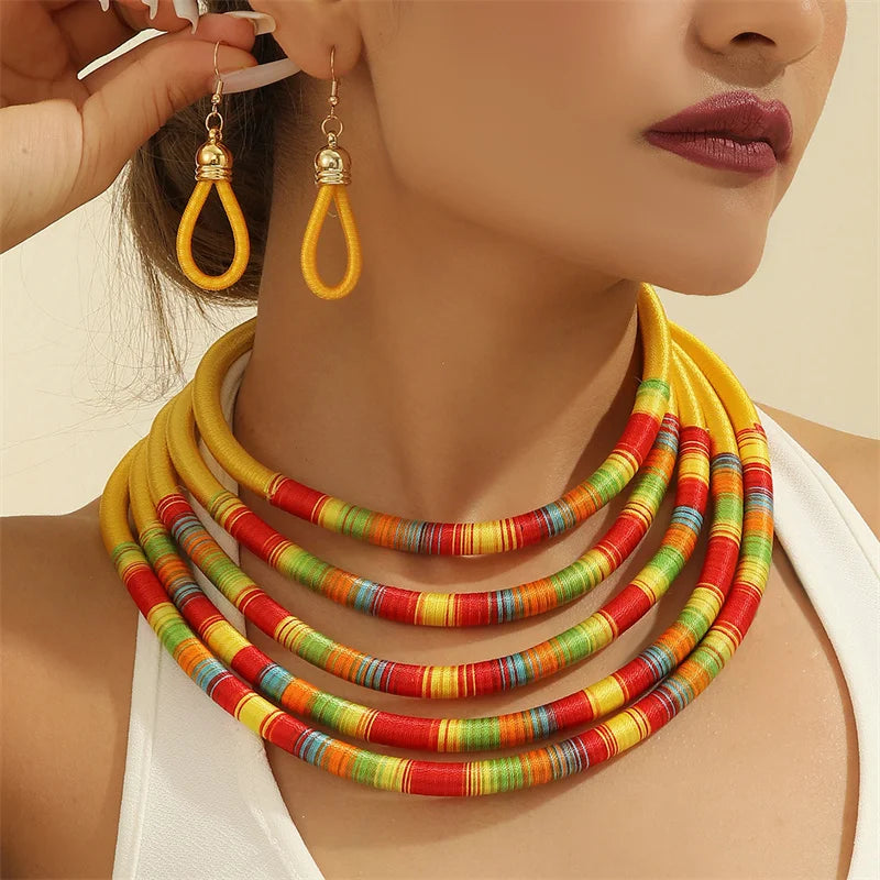 Fashion African Multi-Layer Jewelry Set - Woven Choker Wedding