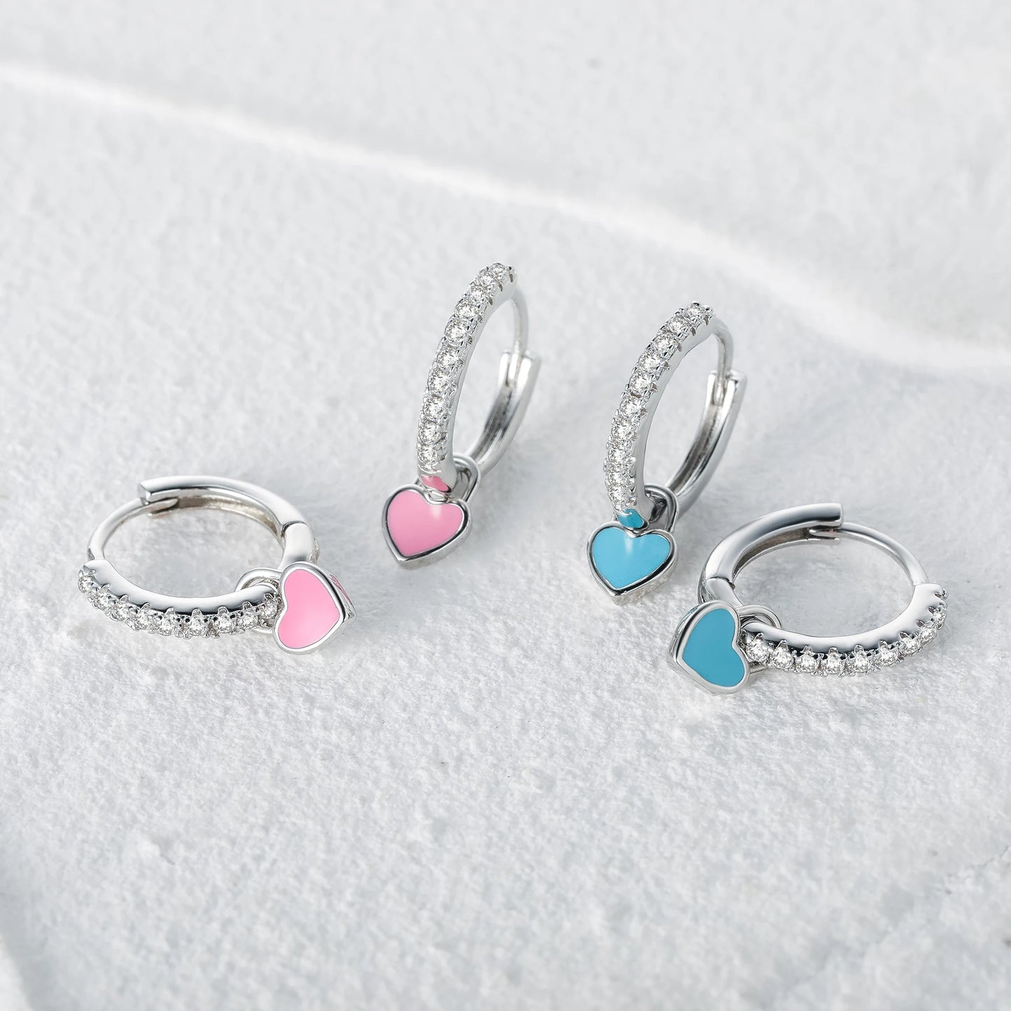 Aide Candy Neon Heart Hoop Earrings - Cute Enamel Charm