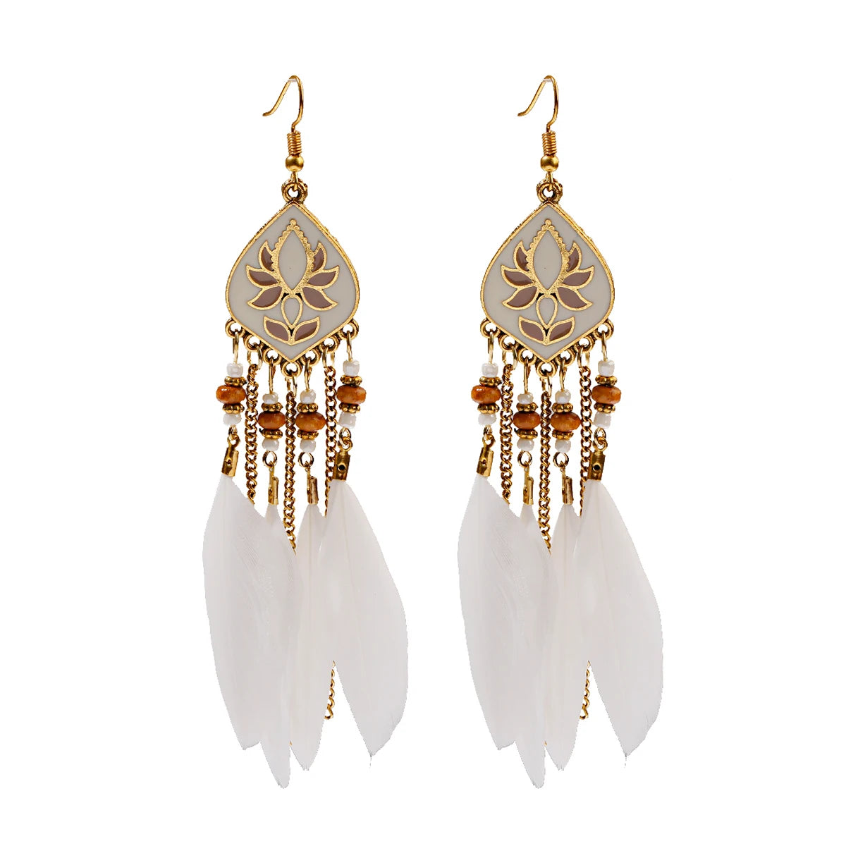 Dream Catcher Feather Earrings - Handmade Boho Tassel