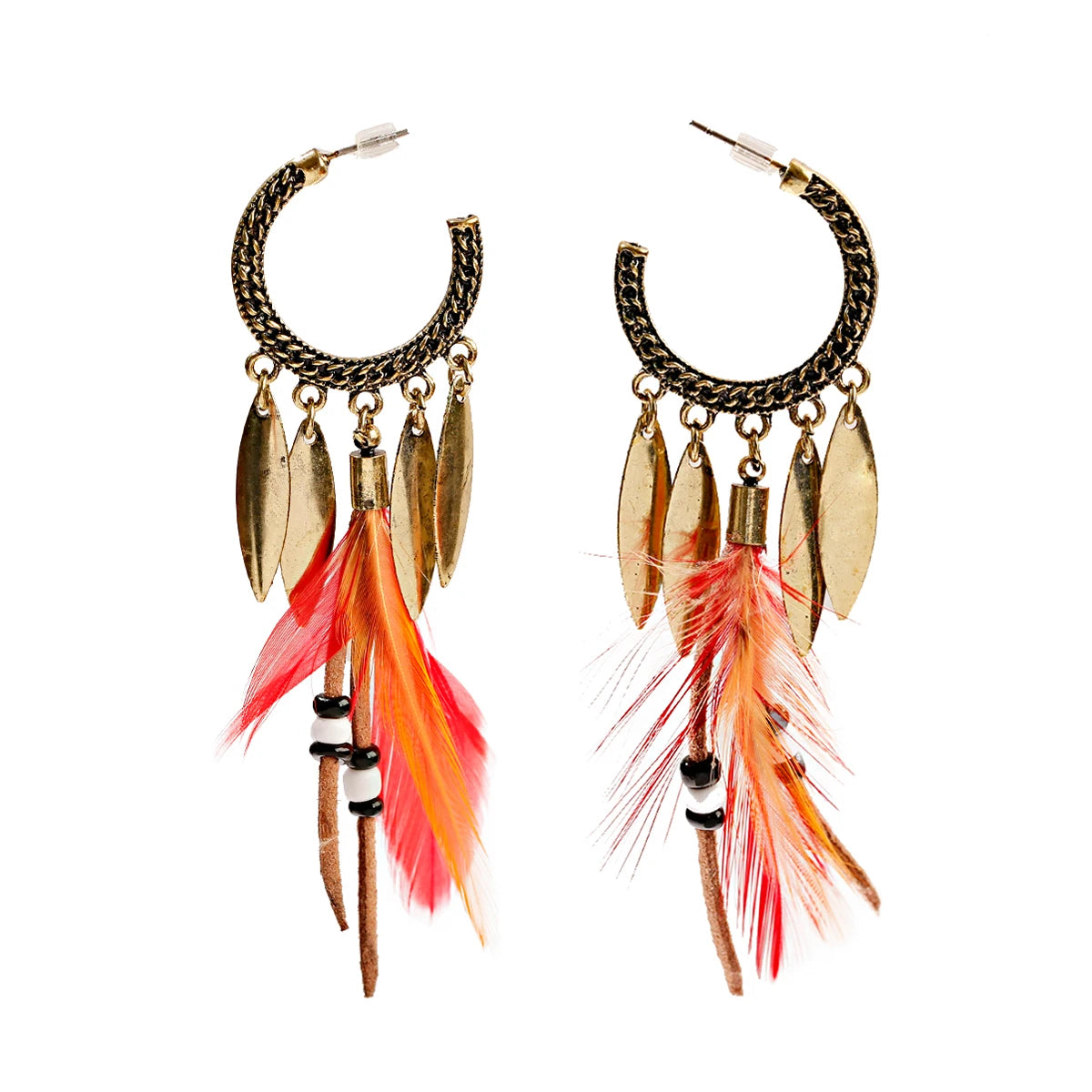 Dream Catcher Feather Earrings - Handmade Boho Tassel