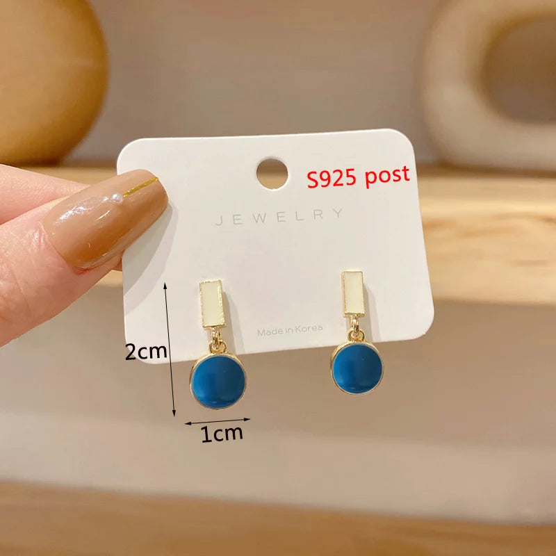 Blue Geometric Earrings - 2024 Bohemian Flower Butterfly