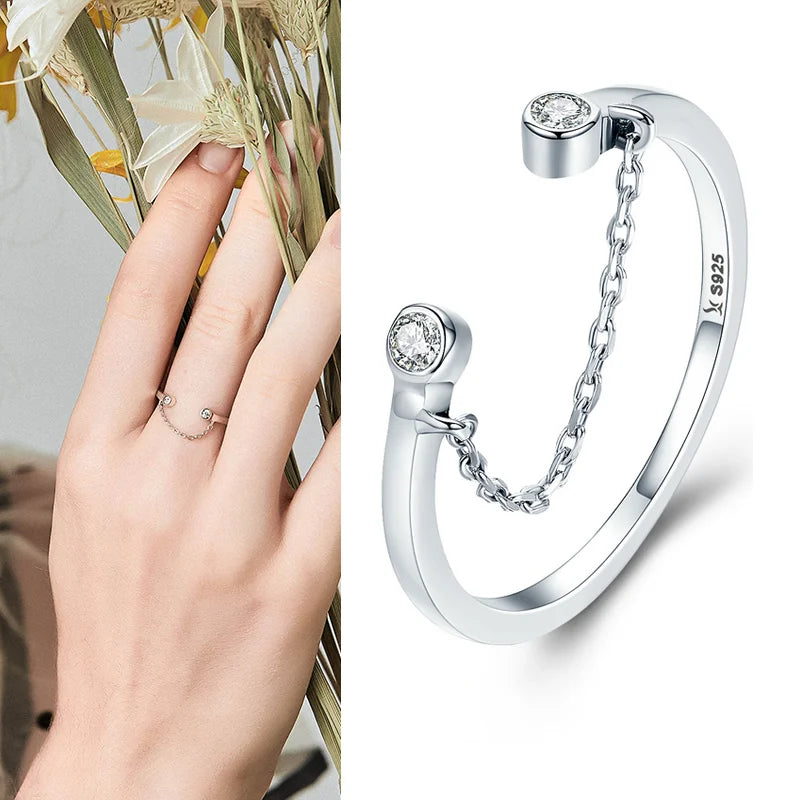 WOSTU 925 Silver Open Ring - Adjustable Wedding Band