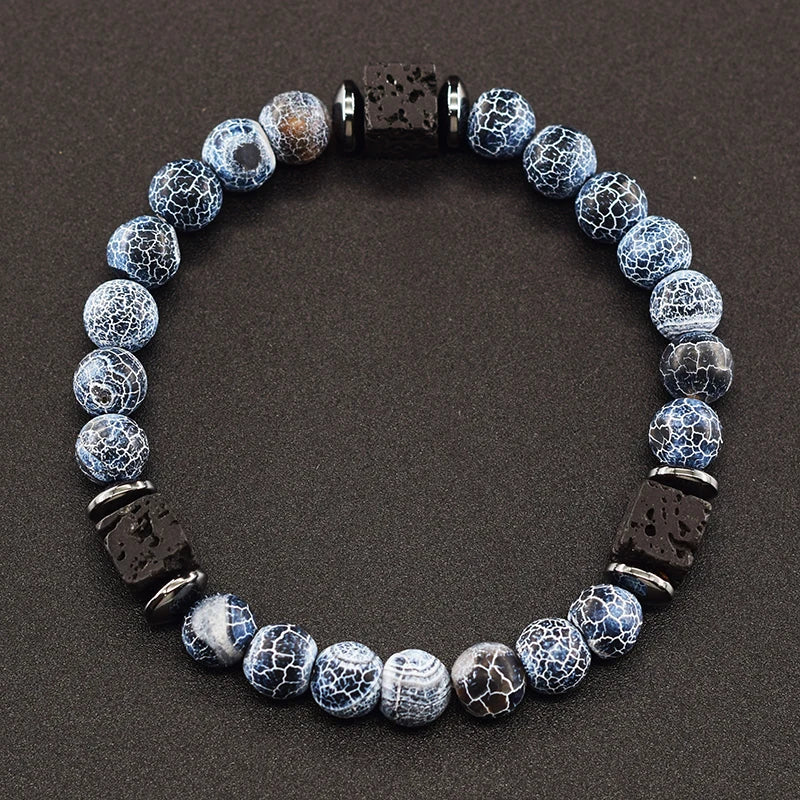 Retro Black Volcanic Bracelet - Frosted Onyx Lava Beads