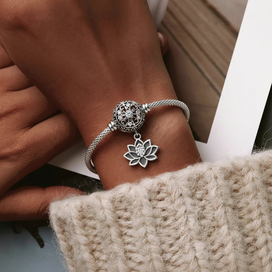 BAMOER 925 Silver Love Forever Snake Chain Bracelet - DIY Charm