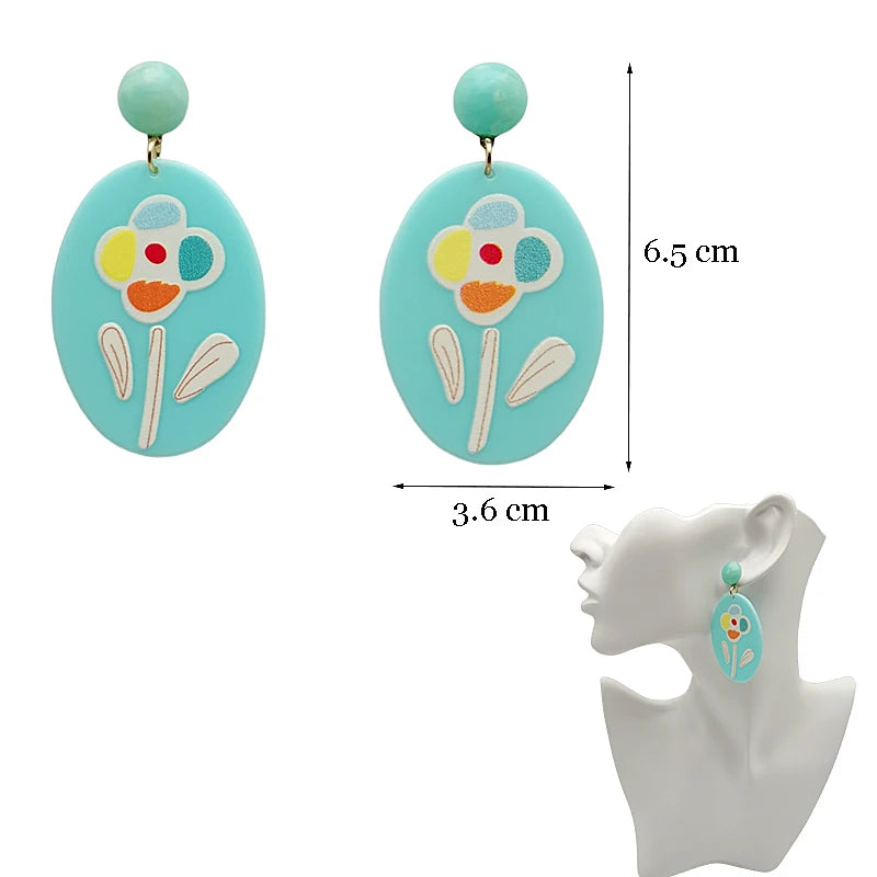 Colorful Y2K Dangle Earrings - Resin Fashion Accessories