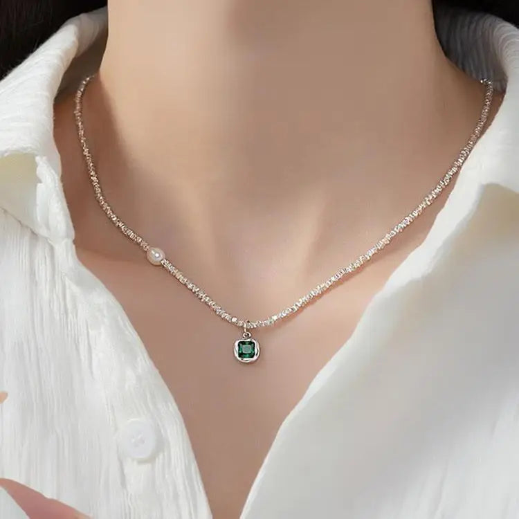 925 Silver Pearl Thin Chain Necklace - Trendy Simple Elegant