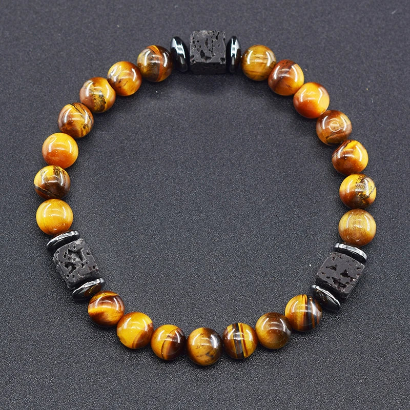 Retro Black Volcanic Bracelet - Frosted Onyx Lava Beads