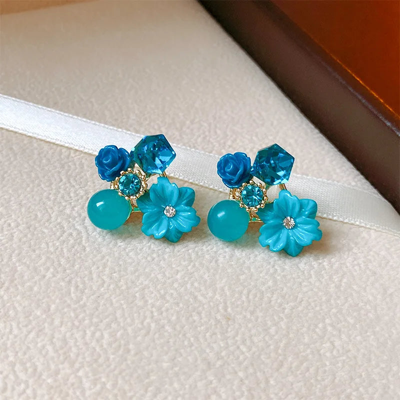 Blue Geometric Earrings - 2024 Bohemian Flower Butterfly