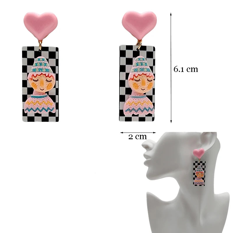 Colorful Y2K Dangle Earrings - Resin Fashion Accessories