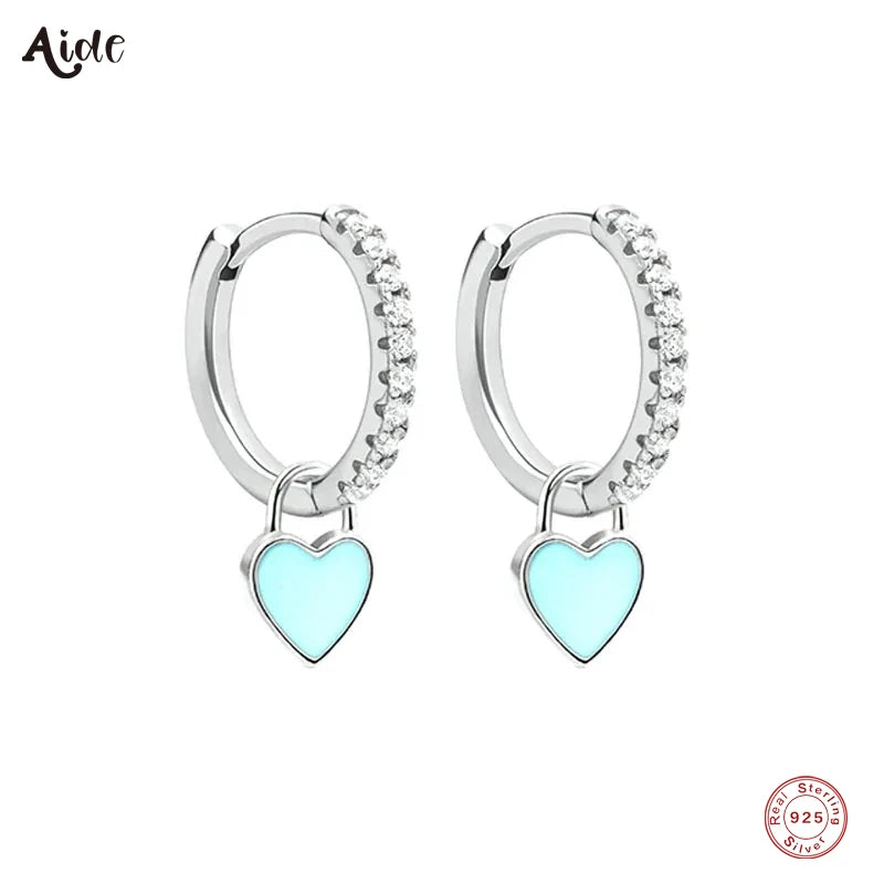 Aide Candy Neon Heart Hoop Earrings - Cute Enamel Charm