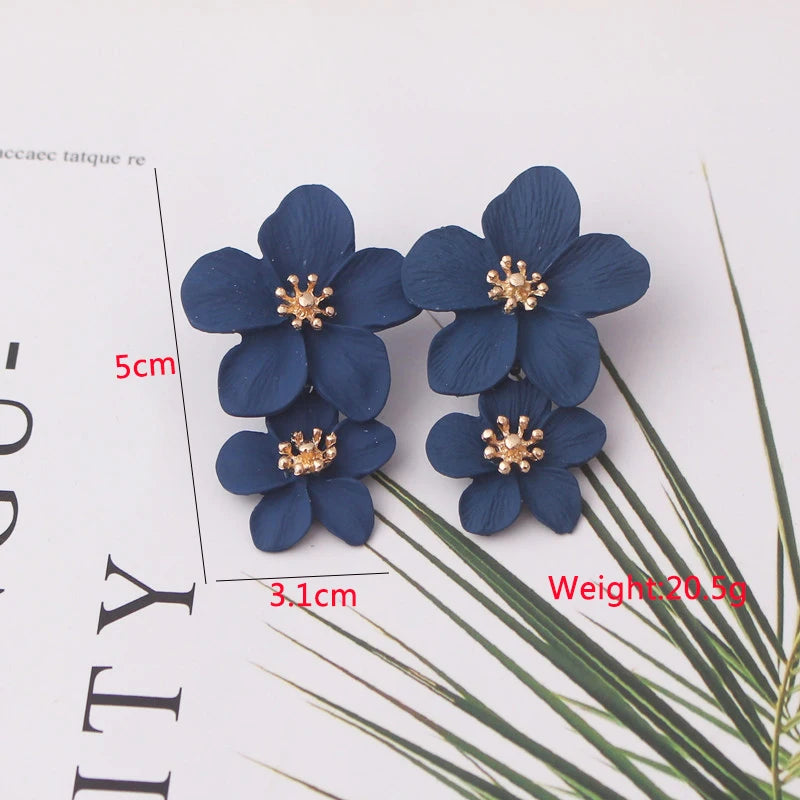 Blue Geometric Earrings - 2024 Bohemian Flower Butterfly
