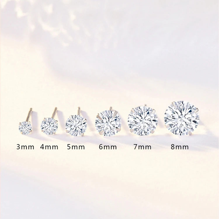 925 Sterling Silver CZ Stud Earrings - Crystal Zircon Channel