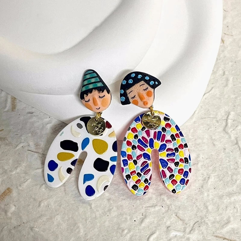 Colorful Y2K Dangle Earrings - Resin Fashion Accessories
