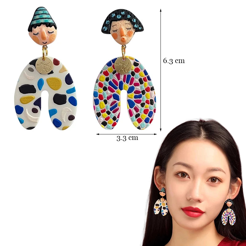Colorful Y2K Dangle Earrings - Resin Fashion Accessories