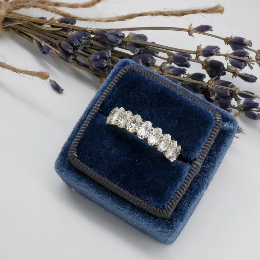 Eternity 925 Silver Ring - Emerald Cut Diamond Band