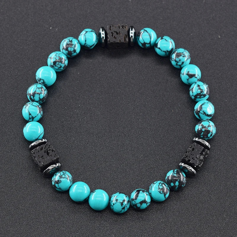 Retro Black Volcanic Bracelet - Frosted Onyx Lava Beads