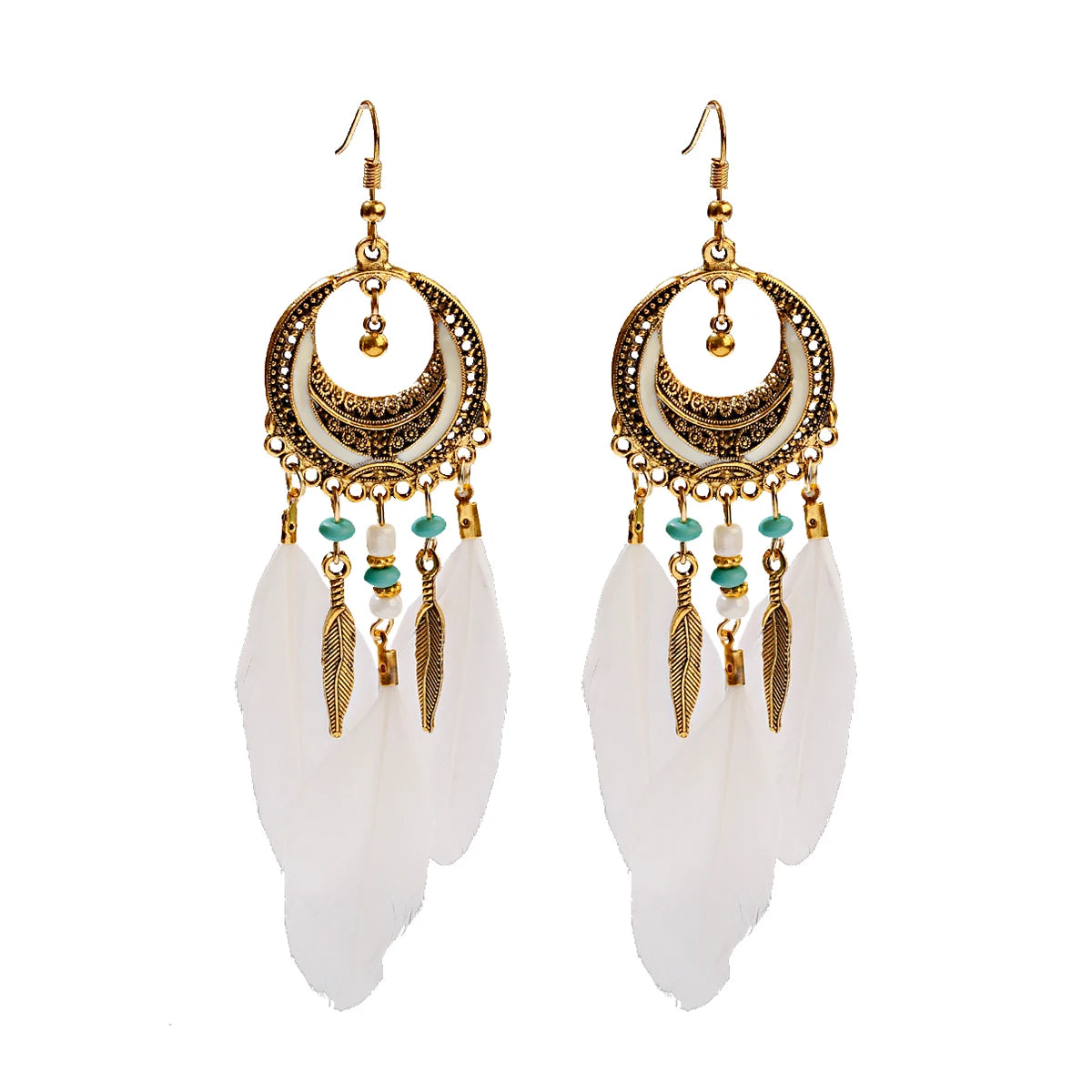 Dream Catcher Feather Earrings - Handmade Boho Tassel