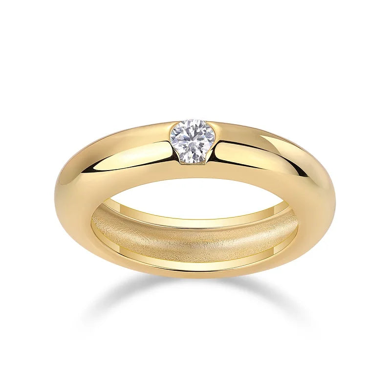 18K Gold Plated Moissanite Ring - Minimalist Band