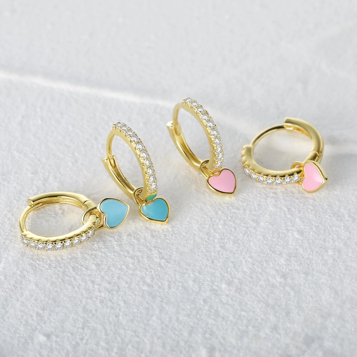Aide Candy Neon Heart Hoop Earrings - Cute Enamel Charm