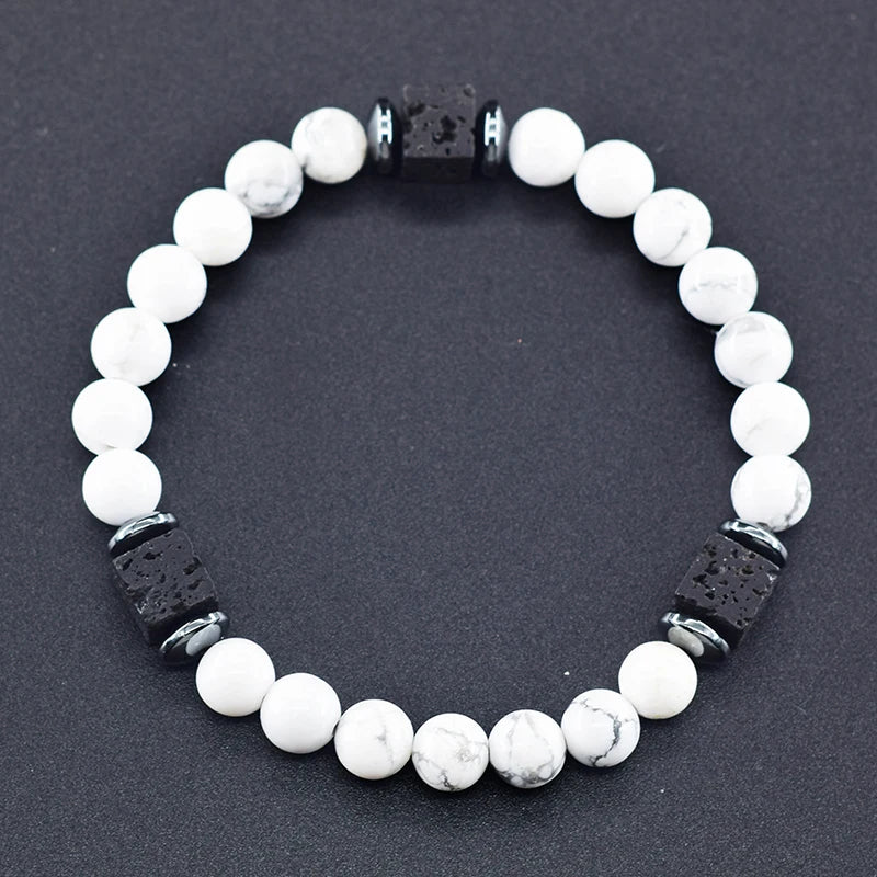 Retro Black Volcanic Bracelet - Frosted Onyx Lava Beads