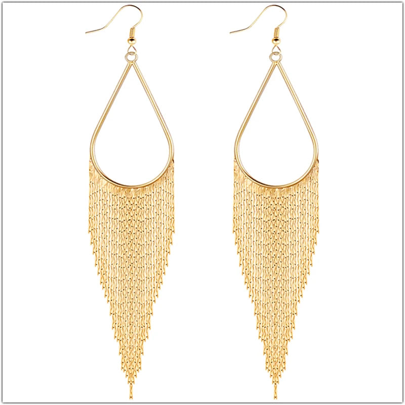 Baroque Long Tassel Earrings - Big Water Drop Wedding