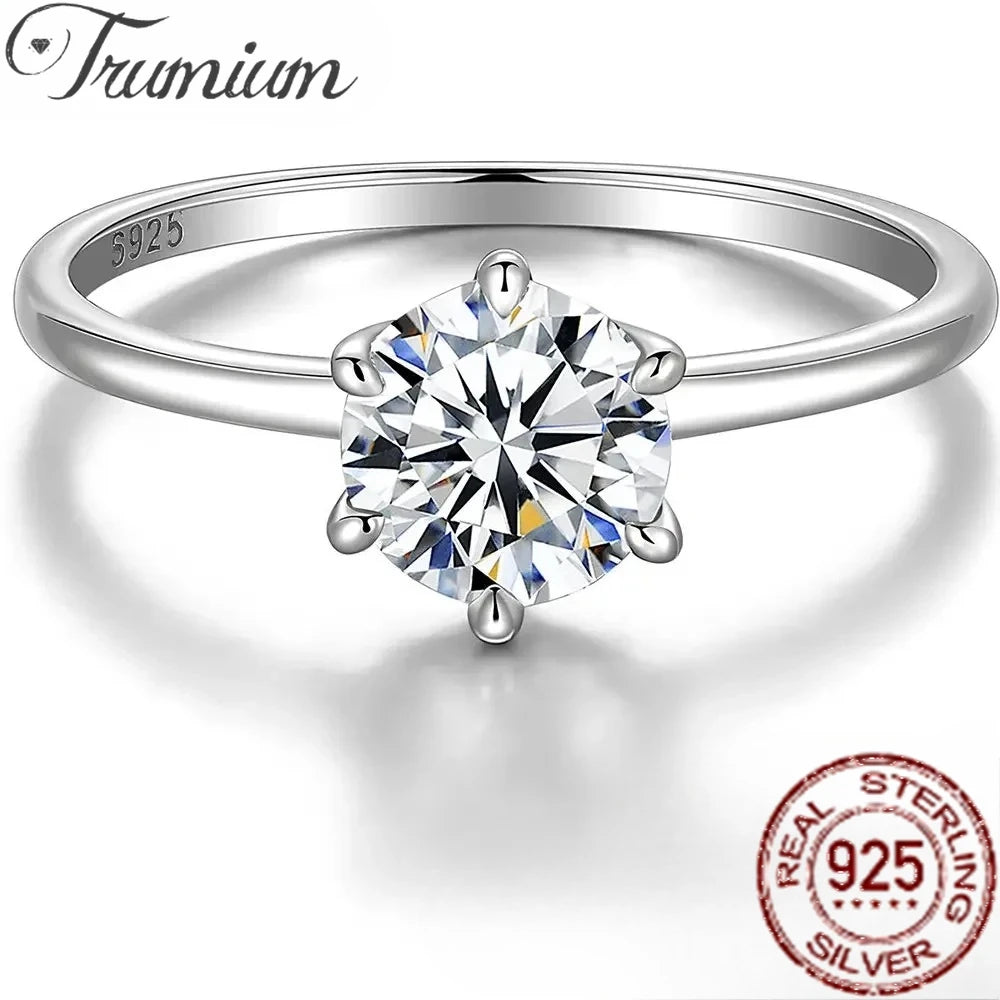 Trumium D Color Moissanite Ring - 0.5/1 Ct 925 Silver