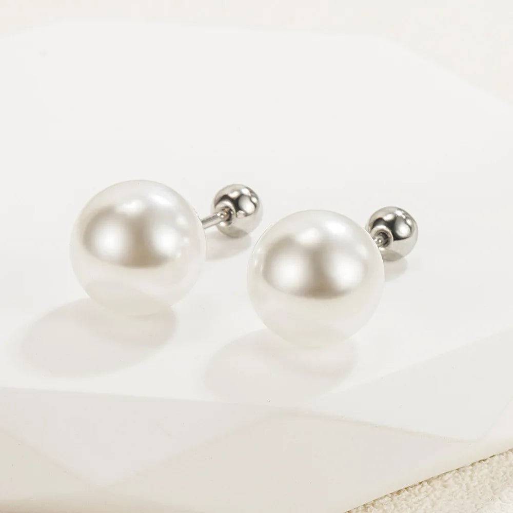 925 Silver Freshwater Pearl Stud Earrings - 6mm 8mm 10mm 12mm