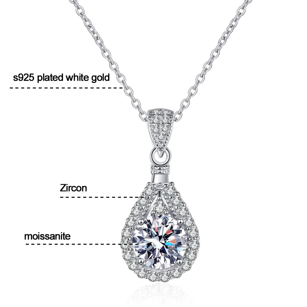 KNOBSPIN D VVS1 Moissanite Necklace - GRA Certified 18K White Gold