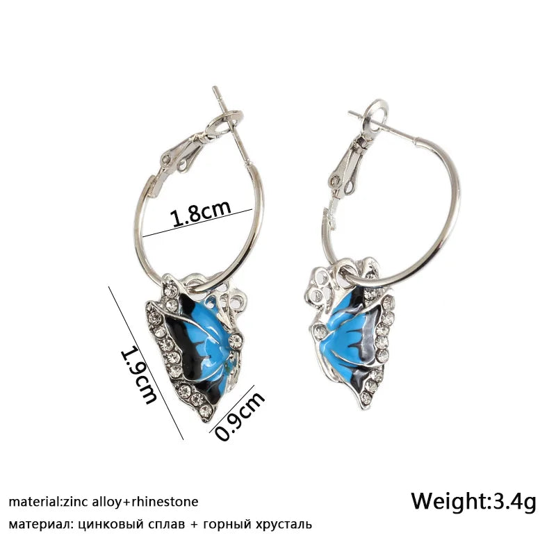 Blue Geometric Earrings - 2024 Bohemian Flower Butterfly