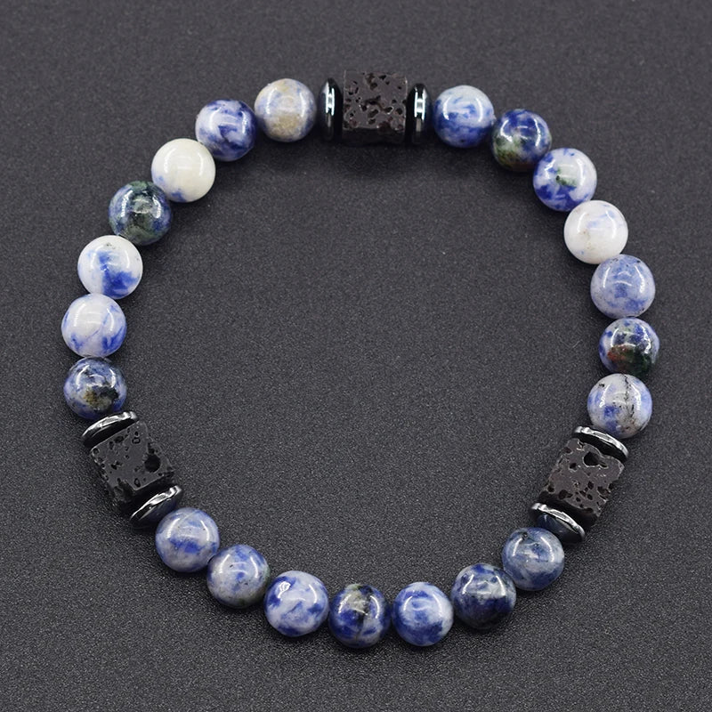 Retro Black Volcanic Bracelet - Frosted Onyx Lava Beads