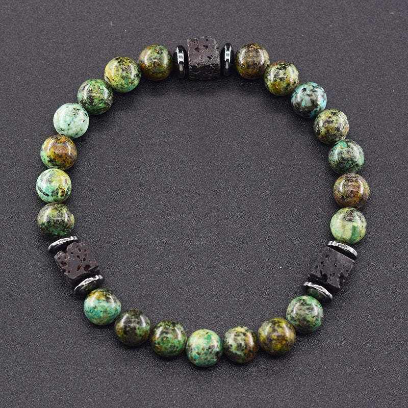 Retro Black Volcanic Bracelet - Frosted Onyx Lava Beads