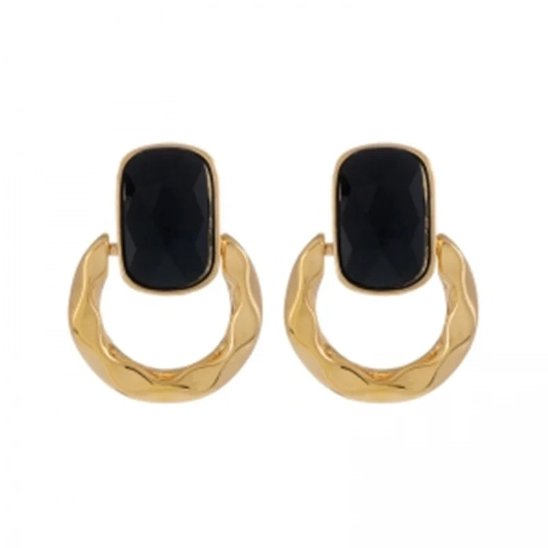 French Black Geometry Earrings - 2025 Trending Metal