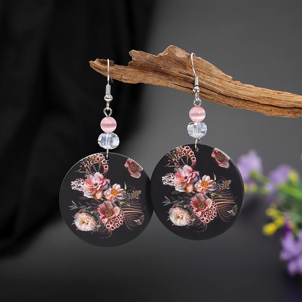 Black Acrylic 3D Flower Earrings - 2026 Vintage Elegant