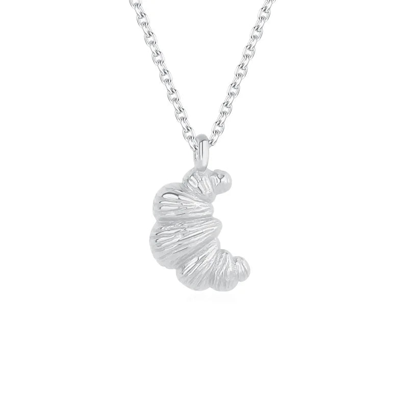 925 Silver Croissant Pendant Necklace - 40cm+5cm Minimalist
