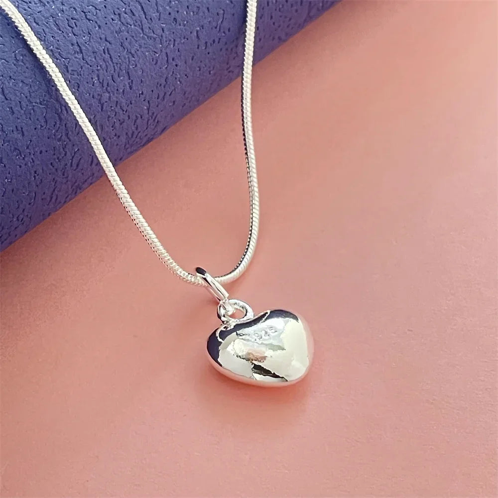925 Silver Heart Pendant Necklace - Simple Luxury Banquet
