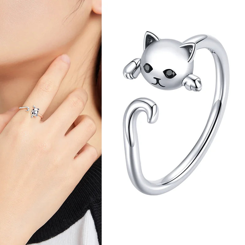 WOSTU 925 Silver Open Ring - Adjustable Wedding Band