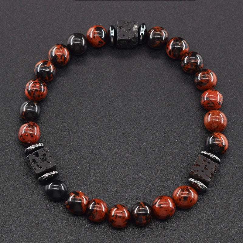 Retro Black Volcanic Bracelet - Frosted Onyx Lava Beads