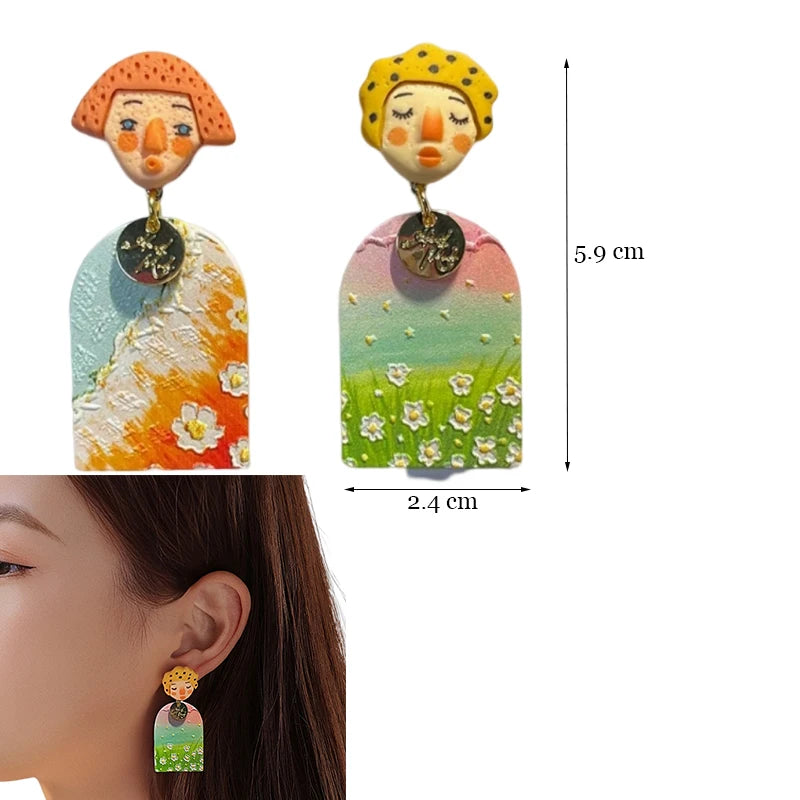 Colorful Y2K Dangle Earrings - Resin Fashion Accessories
