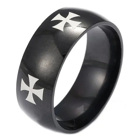 Christian Cross Bible Ring - Titanium Steel Engraved