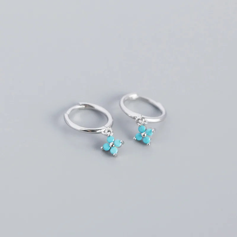 925 Silver Floral Sweet Earrings - Temperament Zircon