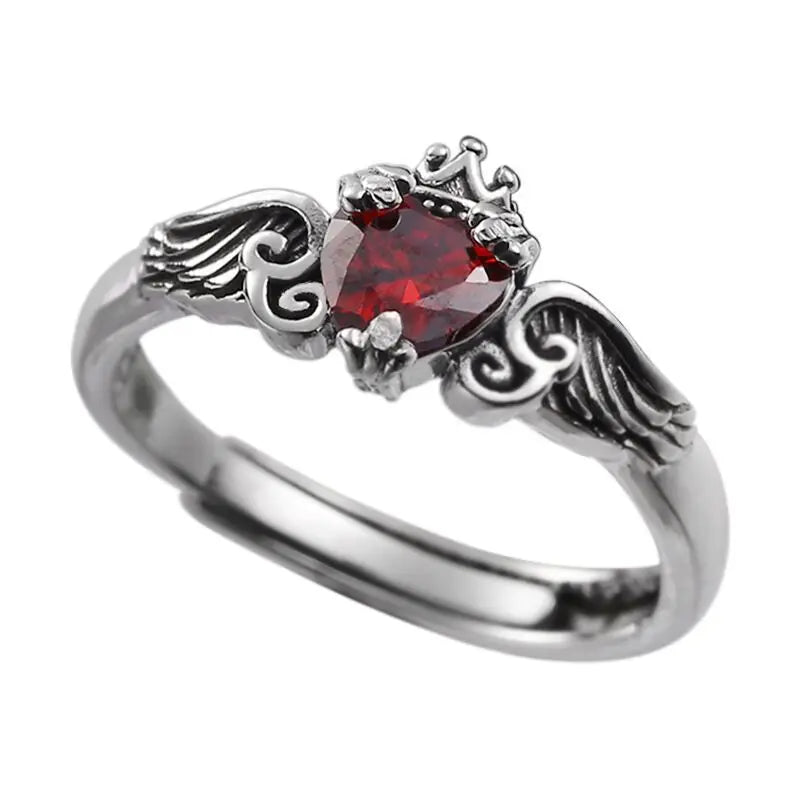925 Silver Heart Ring - Red Zircon Luxury