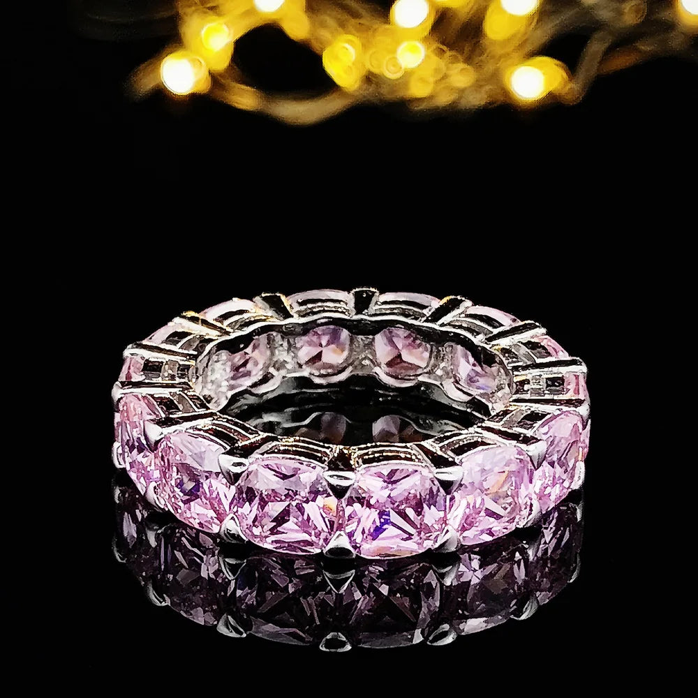 Eternity 925 Silver Ring - Emerald Cut Diamond Band