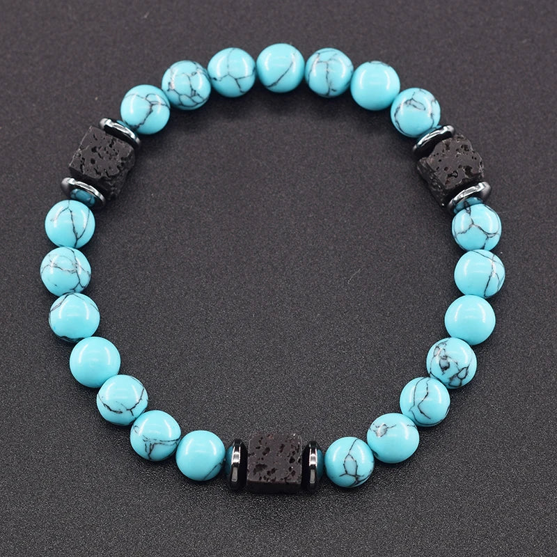 Retro Black Volcanic Bracelet - Frosted Onyx Lava Beads