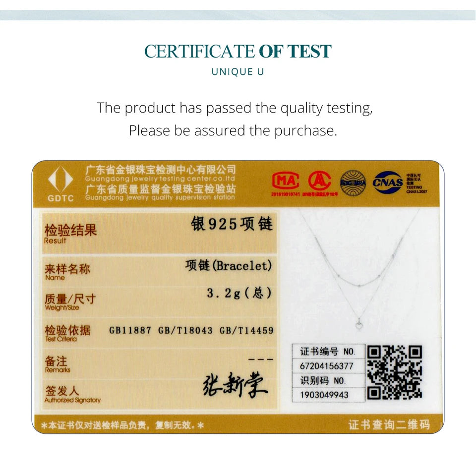 BAMOER 925 Silver Heart Necklace - Gold Double Layer Choker