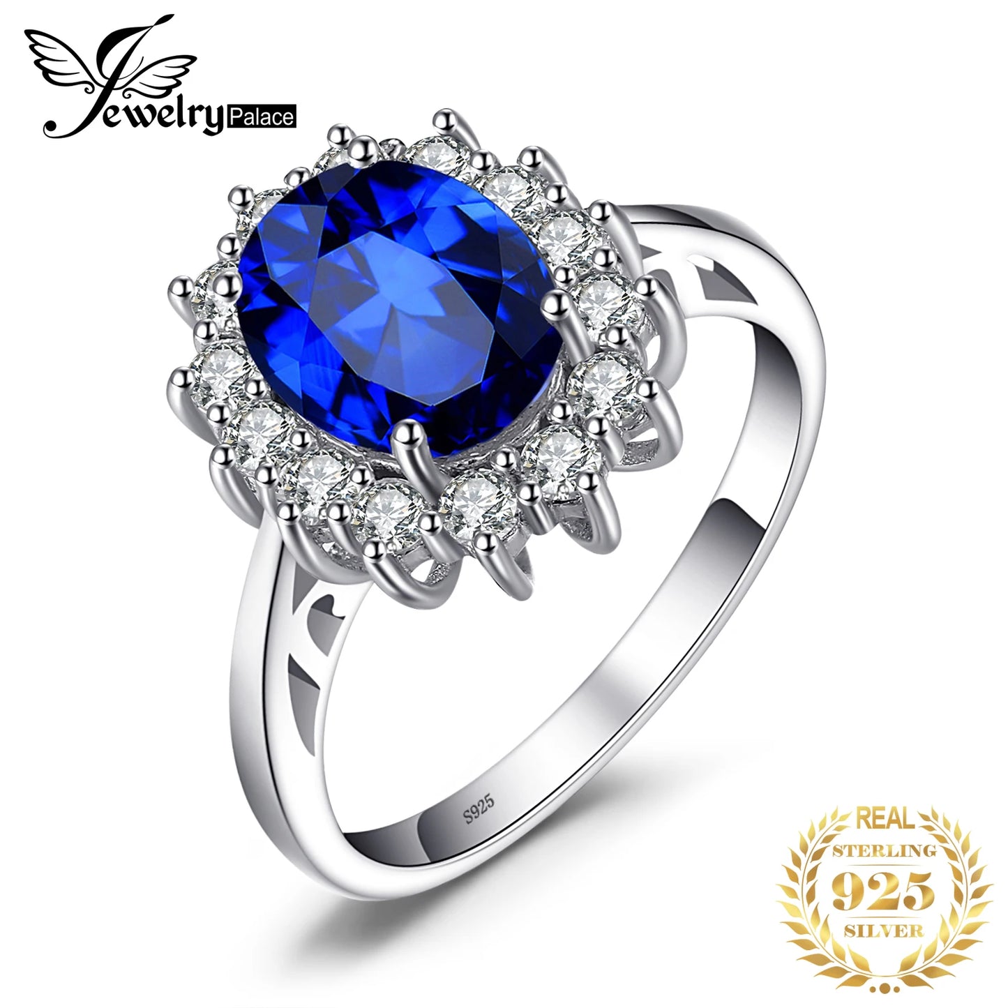 JewelryPalace Princess Diana Ring - Blue Sapphire 925 Silver