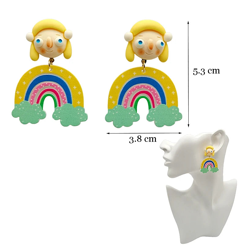 Colorful Y2K Dangle Earrings - Resin Fashion Accessories