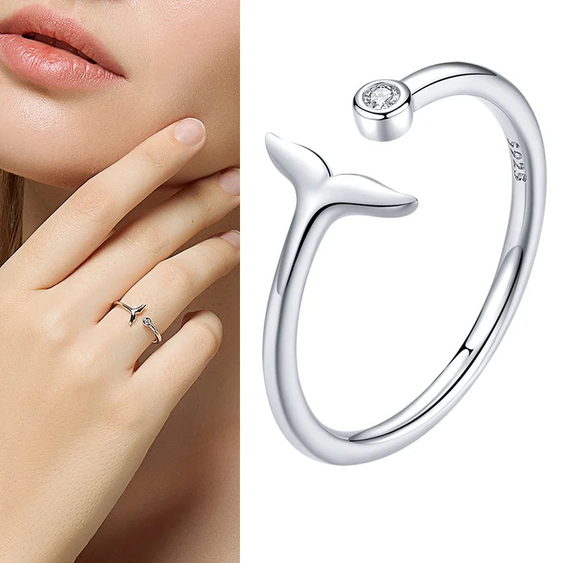 WOSTU 925 Silver Open Ring - Adjustable Wedding Band